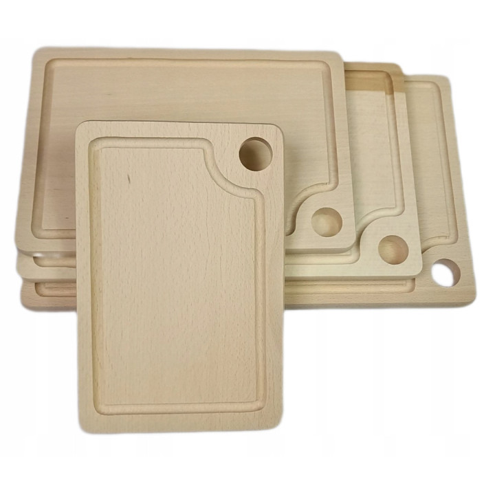 HOLZSCHNEIDEBRETTER RECHTECKIG MIT RILLE 4ER SET