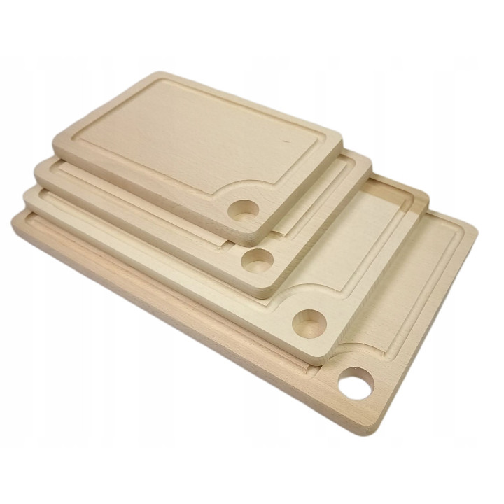 HOLZSCHNEIDEBRETTER RECHTECKIG MIT RILLE 4ER SET