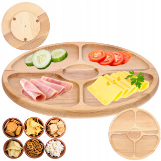 Mwood Drehbrett 4 Fächer 33,5 Cm Zum Servieren Von Käse Snacks Massiv