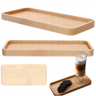Holztablett Rechteckig Für Snacks Kuchen Kaffee Tee Buche 25x12 cm